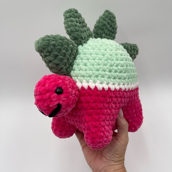 Melonosaurus Amigurumi Handmade Plush Dinosaur Colorful Soft - Picture 8 of 11